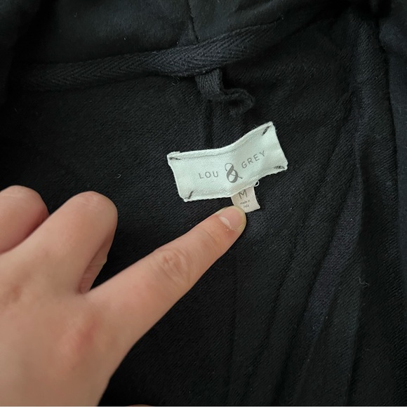 Lou & Grey Open Front Long Pocket Duster Cardigan Sweater Black - Picture 5 of 9